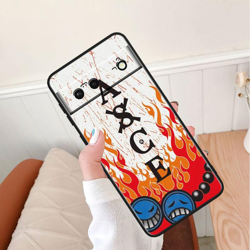 

Противоударный чехол O-ne P-iece соломенная шляпа с логотипом для Google Pixel 8 7A 6A 5A 5 4 4A XL Pro 5G, черный чехол для телефона, мягкий чехол Fundas Capa Google Pixel 4 XL