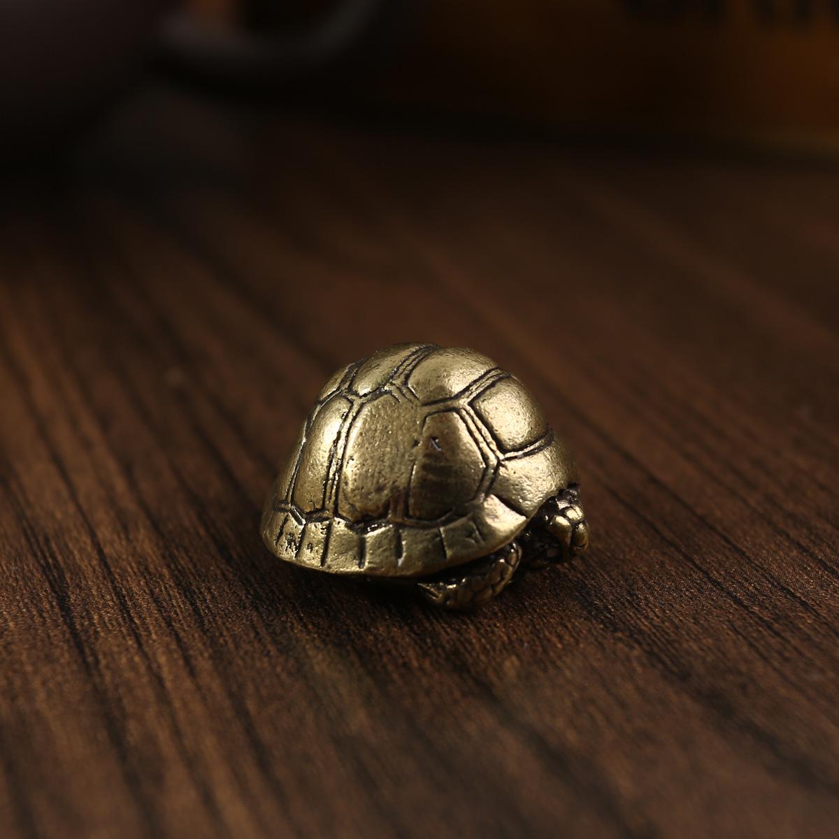 

Retro Solid Brass Copper Shrinking Turtle Ornament and Tea Pet Lid Rest
