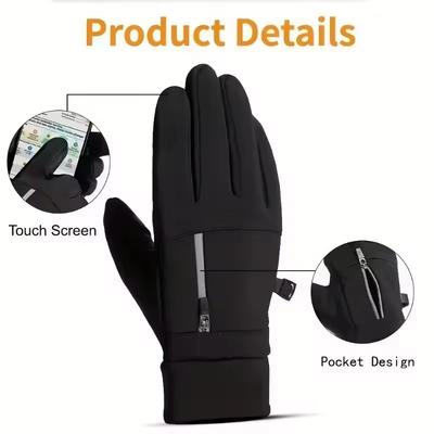 Winter Warm Portable Pocket Gloves Men's and Women's Touchscreen Reflective Zipper Gloves Outdoor Fishing and Skiing Gloves