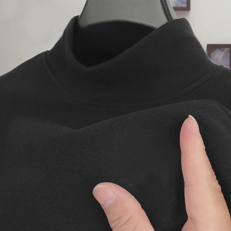 Men's Fleece Half Turtleneck Long-Sleeve Tee - Warm, Versatile Winter Shirt for Teenagers