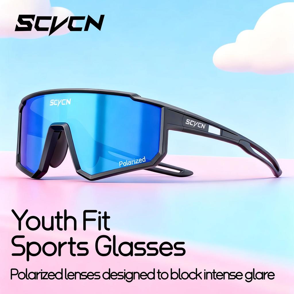 SCVCN Kids Polarized Cycling Sunglasses Sports Photochromic UV400 Boy Baseball Glasses Outdoor Eyewear Running Hiking Sunglasses