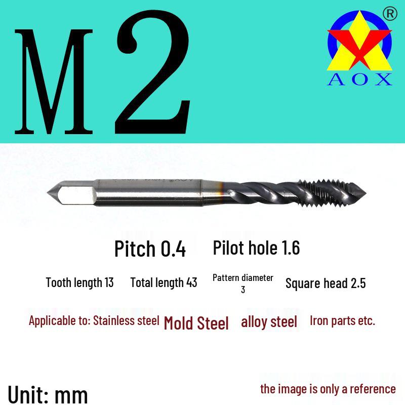 Cobalt Coated Spiral Tap M12345680 Stainless Steel Screw Tip