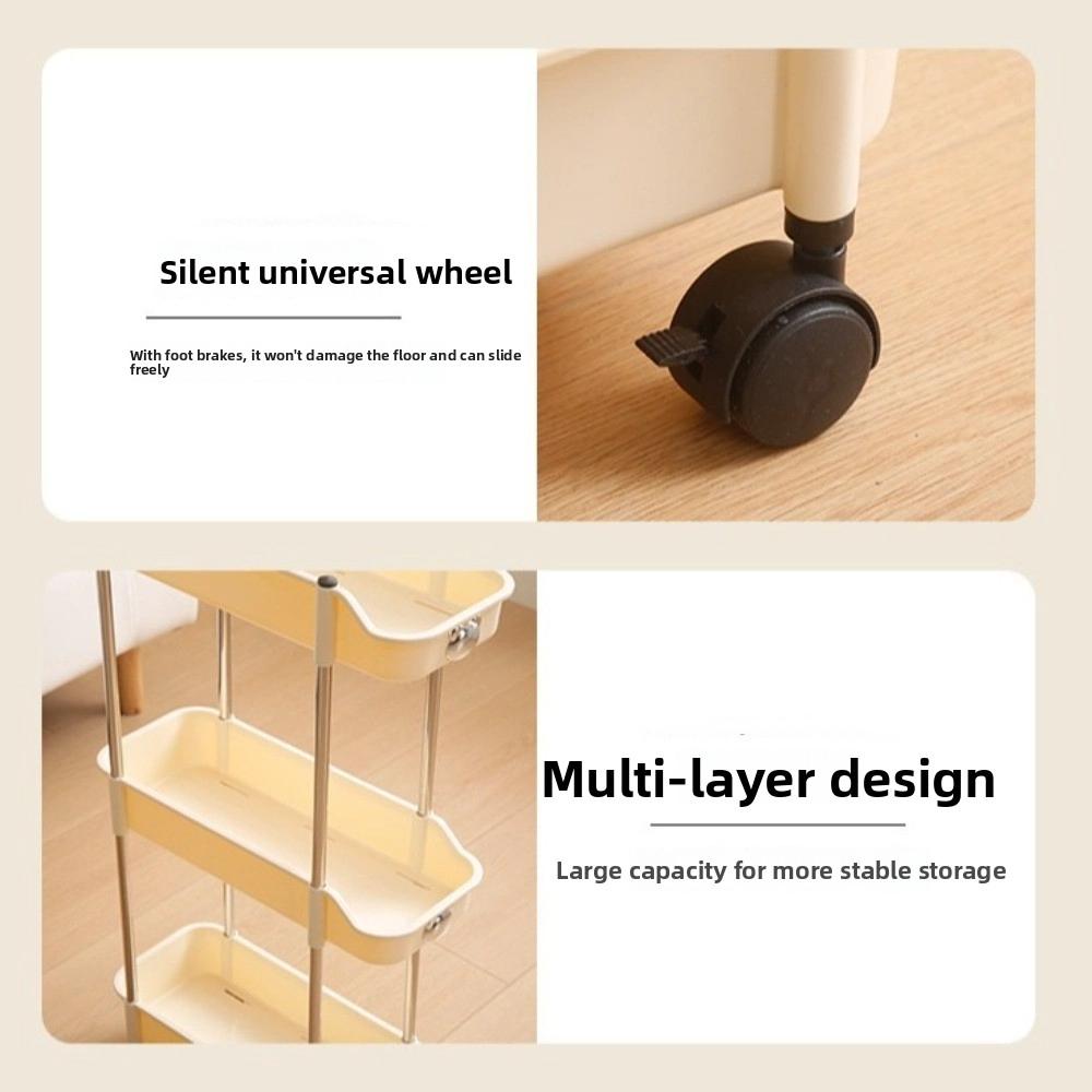 With Wheel Storage Rack Space-Saving Bathroom Cart Organizer Durable Mobile Shelving Unit  Bathroom