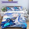 Set Biancheria da Letto 3 Pezzi Personaggi Genshin Impact 6 Fantasie Copripiumino e Federe, Perfetto per Decorazione Camera da Letto in Tutte le Stagioni & Regalo