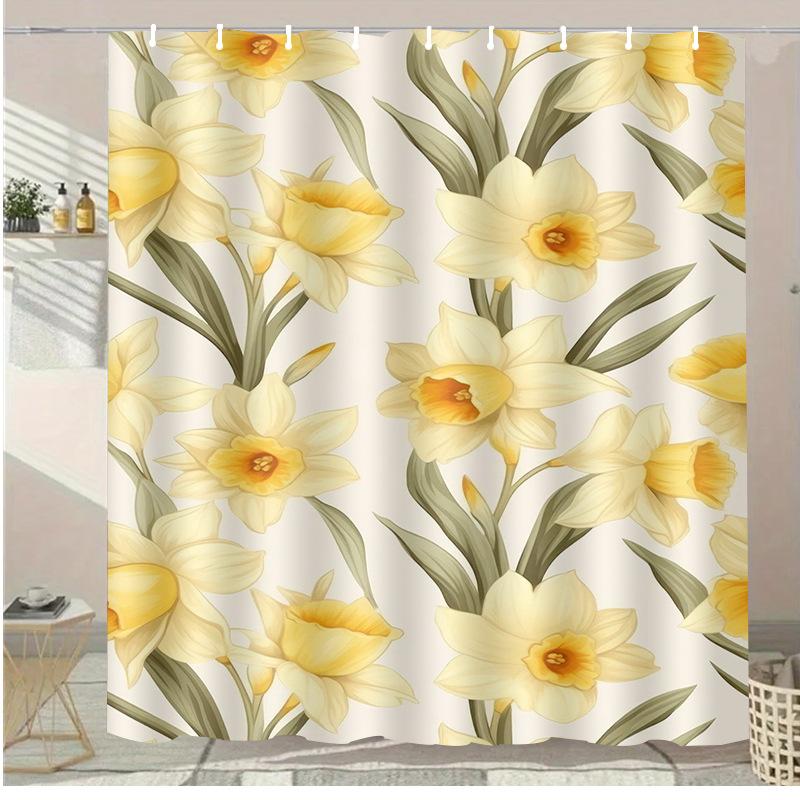 Cat Family Washable Dirt-Resistant Shower Curtain Shower Head Waterproof Polyester Bath Curtain For Home Decor Accessories