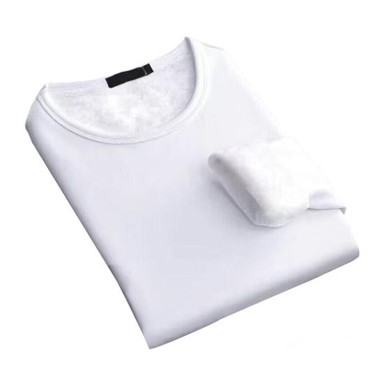 Men Fleece Lined Pullover Crew Neck Base Layer Shirt Warm Thickened Long Sleeve Tee Shirt for Winter Autumn Sports Street Wear