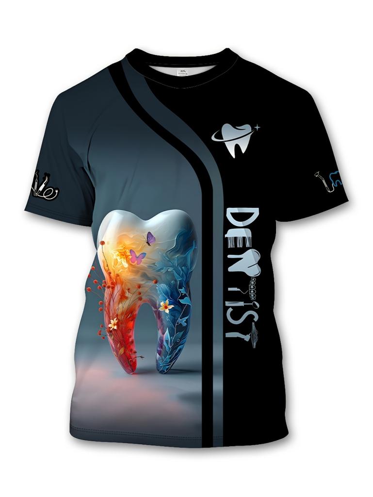 Fashion Men's T-Shirt 3D Print Short Sleeve T-Shirt Dentist Work Clothes Summer Casual Oversized T-Shirt Men's Dentist Clothing