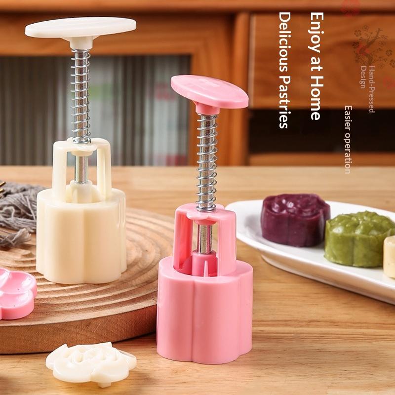 Hand Press Mooncake Mold Easy Demolding Clear Flower Stamps Food Grade for Home Baking Mid Autumn Festival DIY