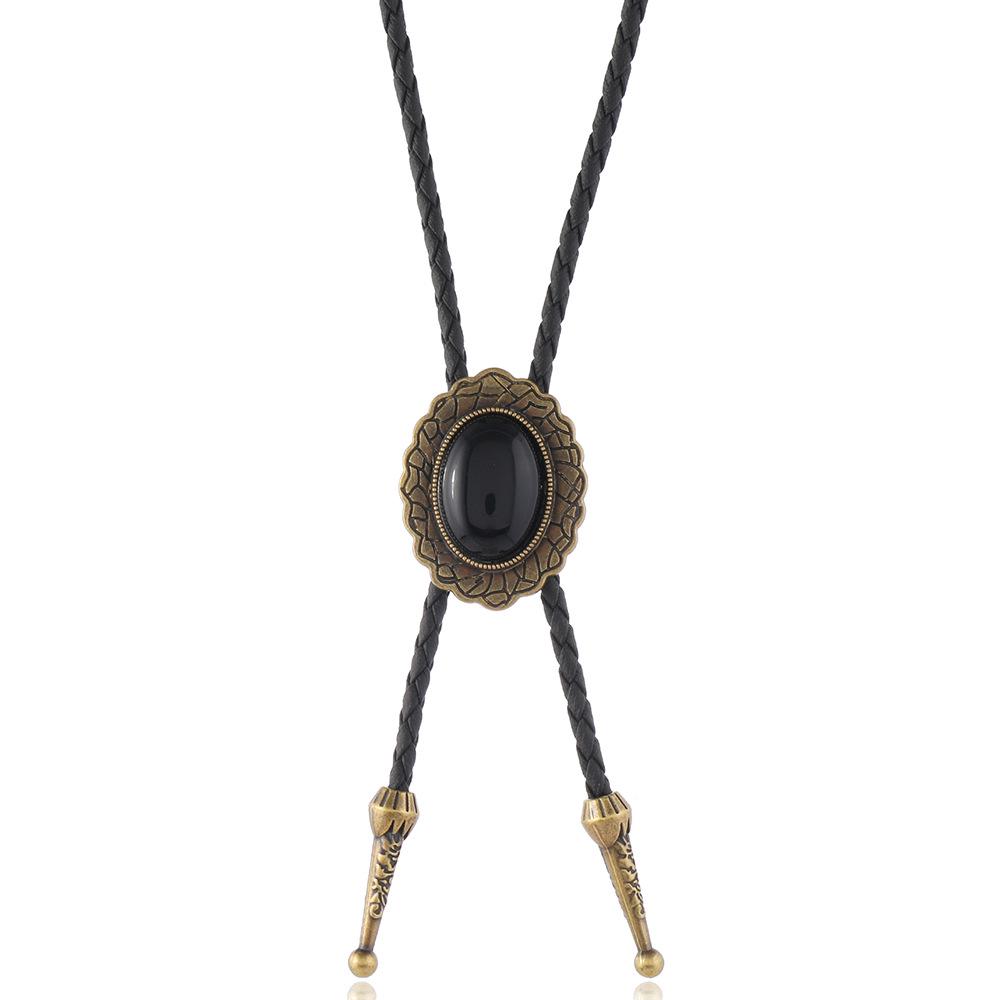 

Мужской регулируемый галстук-боло из ПУ-кожи в стиле вестерн с пряжкой-бабочкой античный бронзовый