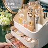 3 Tiers Makeup Organizer Holder Cosmetic Storage Box with Dust Free Cover Portable Handle 2 Rroomy Drawers