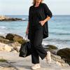 Women Summer Three Piece Set Sleeveless Top Open Front Cardigan Wide Leg Pants Casual Lounge Outfit