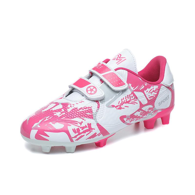 Low-top pink new football boots spikes broken nails for primary and secondary school students competition training shoes for boys and girls sneakers