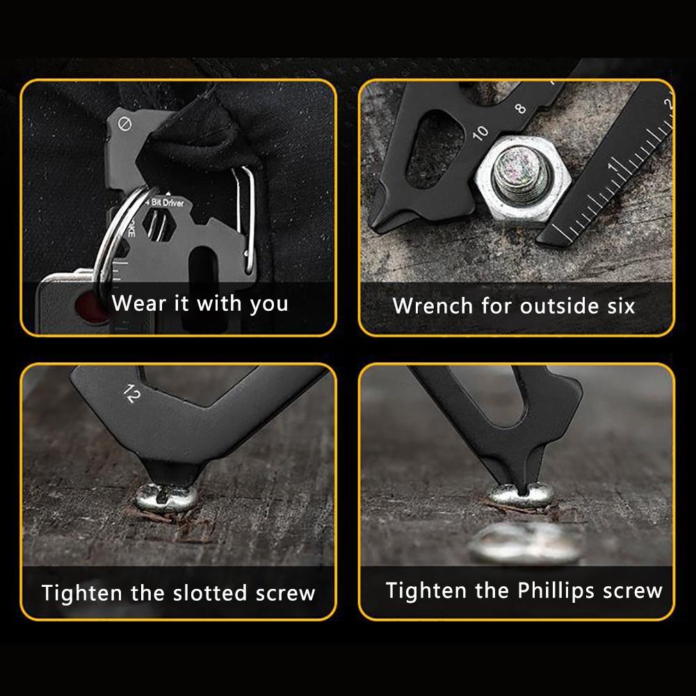Stainless Steel Outdoor Tools Carabiner Clip Bottle Opener Keychain Ring Multifunction Card Tool Camping Climbing Accessories 4