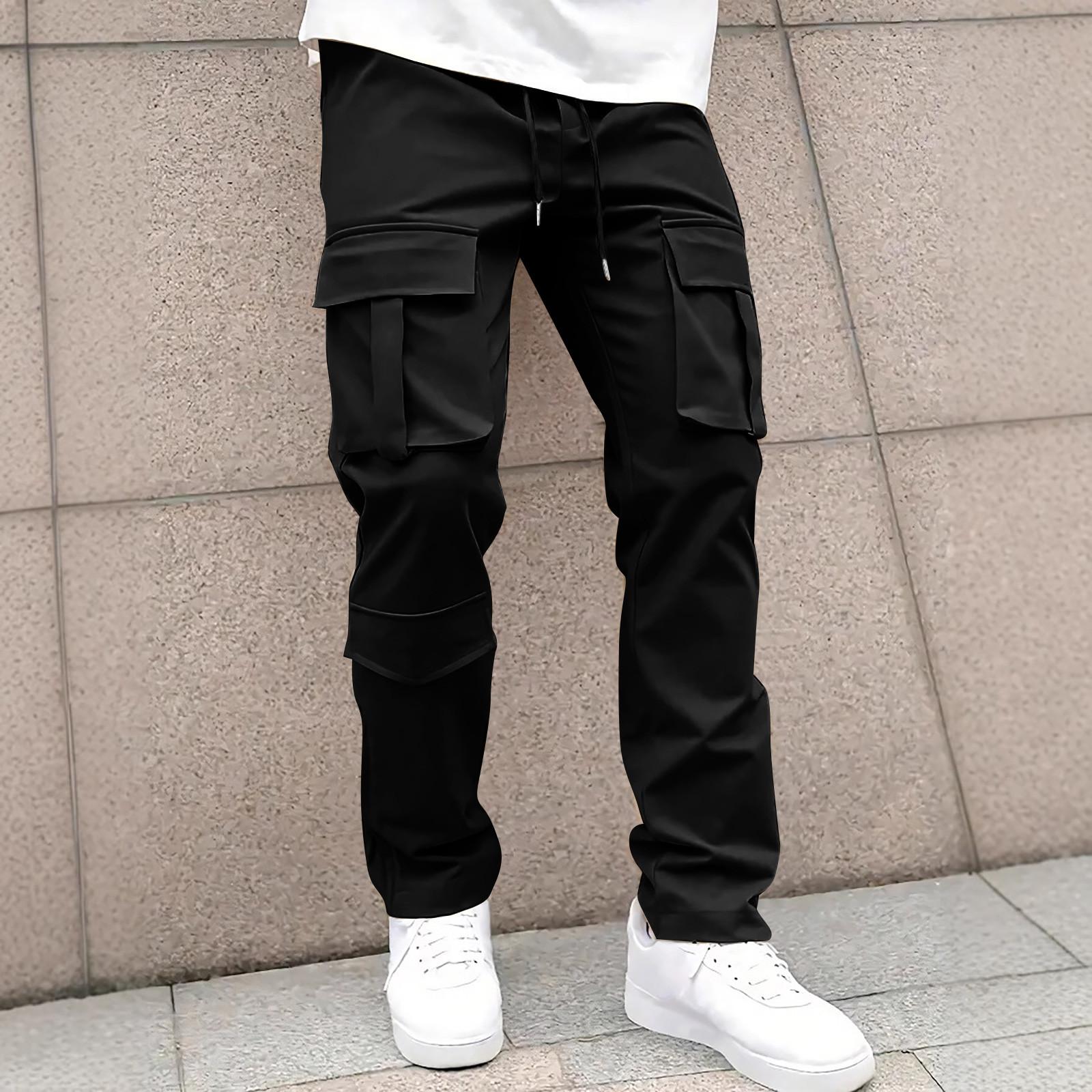 

Мужские комбинезоны, повседневные брюки с несколькими карманами и завязками, походные брюки, хлопковые саржевые брюки XXL чёрный