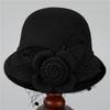 Hut Damen Herbst und Winter warmer Wollhut Temperament Domhut elegant retro Netzblume Modehut