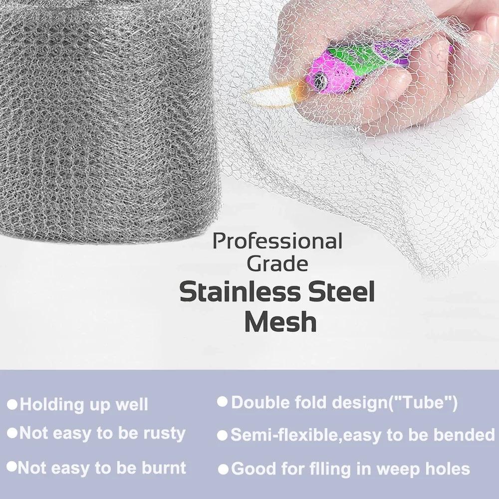 1/3 Roll Braided Stainless Steel Mesh Mesh Filling Insect and Rodent Screen Screen Rabbit Rodent Protection Garden Hole Net