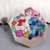 Stitch, Love Themed Automatic opening and closing folding umbrella, 8-rib windproof, compact travel design, suitable for all occasion | Fash