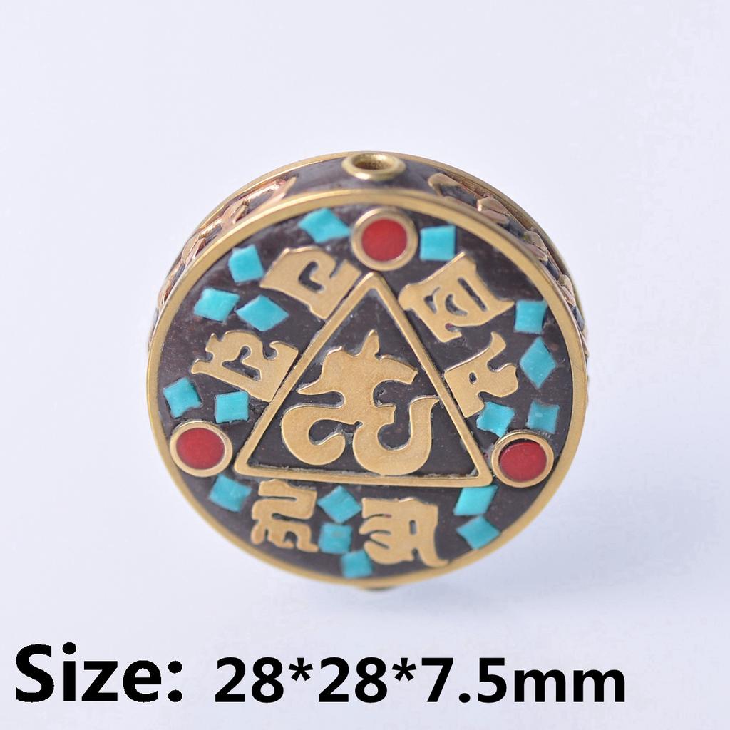 Handmade Nepalese Buddhist Tibetan Brass Metal & Clay Loose Craft Beads for Necklace Jewelry Making DIY