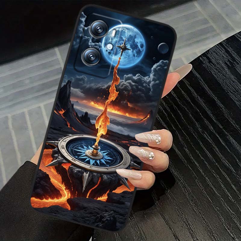 Vintage compass illustration For OPPO Reno 5 6 7 A96 A40 A58 Realme GT A74 A78 Neo2 A74 A78 Find X5 X3 X7 X8 Black Phone Case
