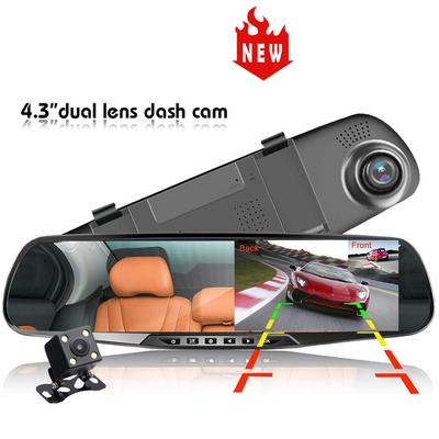 Car Dvr Dash Cam 4.0/4.3 Inch Touch FHD 1080P Rearview Mirror Video Recorder Dual Lens Auto Registrator With Rear View Camera