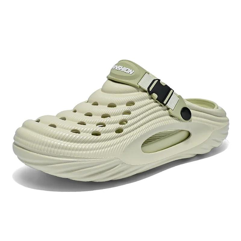 Summer Slippers for Men Driving Dual-Purpose Operating Room Baotou Clogs Soft Sole Outer Wear Home Casual Coconut Sandals