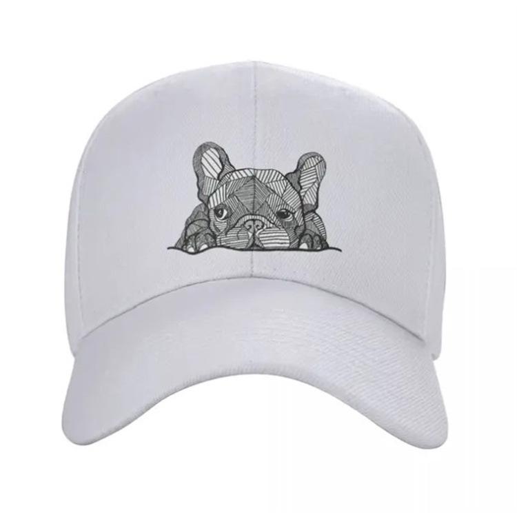 New Solid Color Men's and Women's Baseball Caps Printed Bulldog Outdoor Fashion Trend Cap