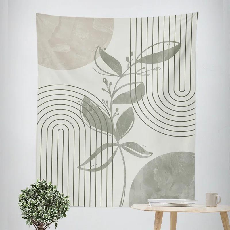 ins style abstract plant illustration tapestry Morandi bedroom decorative cloth cafe art background wall cloth