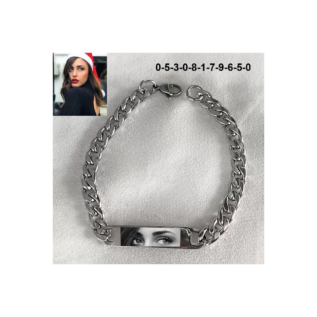 Personalized Steel Gift Chain Bracelet With Eye Portrait