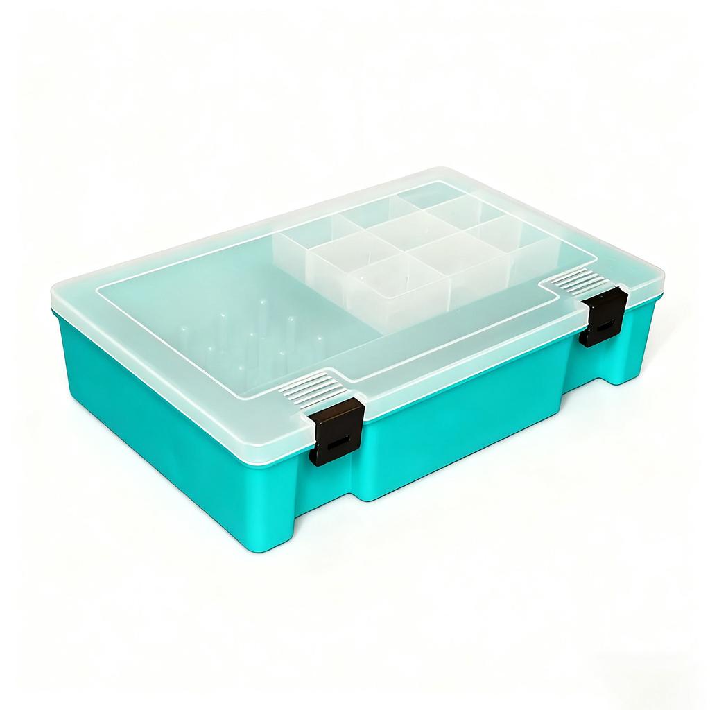 Large Capacity Sewing Thread Storage Box, 20 Rolls Capacity, Transparent Compartments and Tool Organizer- Heavy Duty Plastic