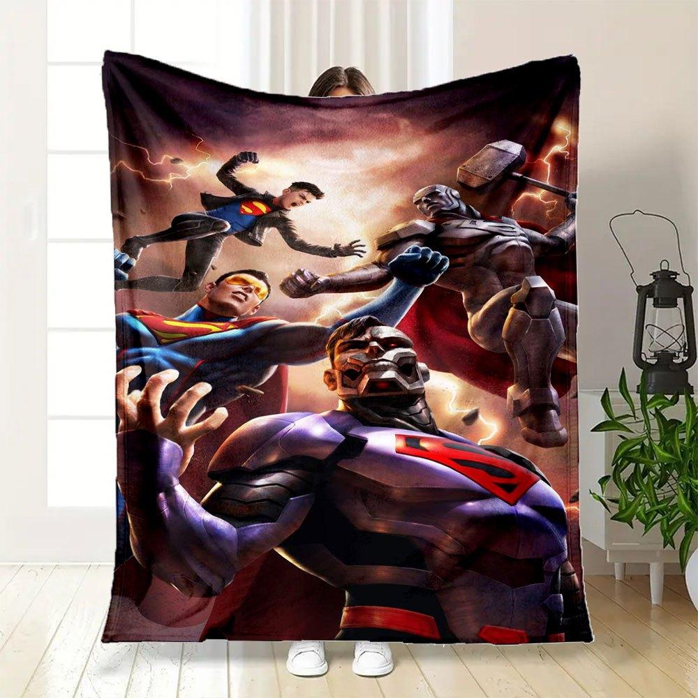 DC Comics Superheroes: Superman, Batman, Gift Blanket Flannel Throw Blanket for Sofa, Bed, Travel, Camping, Office, Couch, Chair