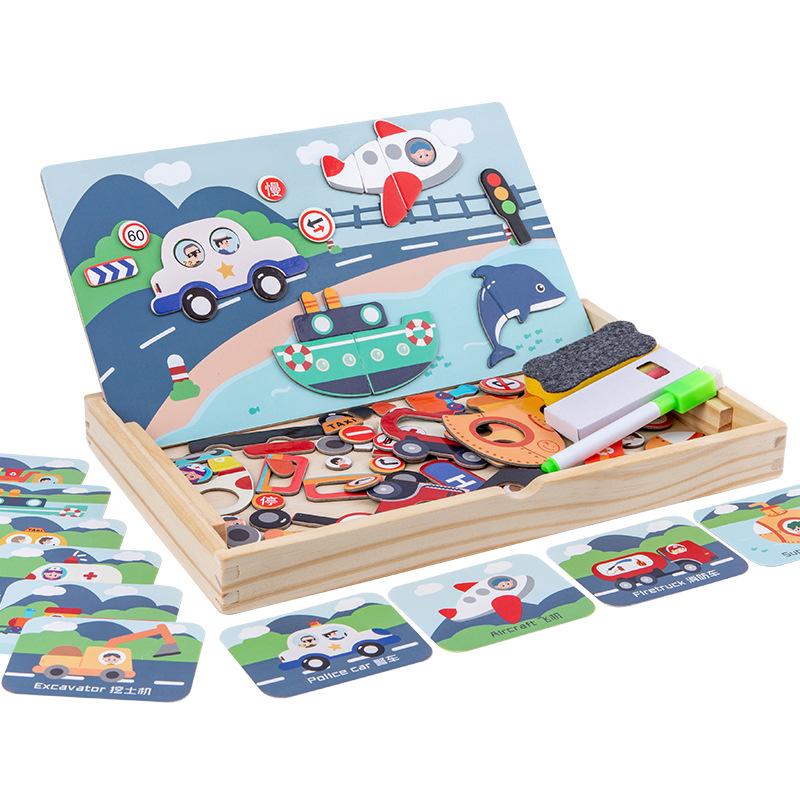 Children's Early Education Educational, Magnetic Character Cognition, Transportation, Puzzle Toys, Puzzle Music, Double-sided Learning Drawing Board