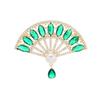 Premium Crystal Fan Freshwater Pearl Brooch Female Elegant Retro High-end Temperament Cheongsam Pin Suit Accessories