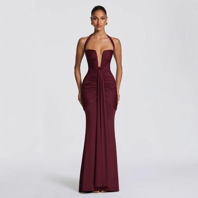 Elegant Holiday Style Backless Neck Hip Wrap American Dress Women's 2026 Summer New Cross-border European and American Style Women's Clothing