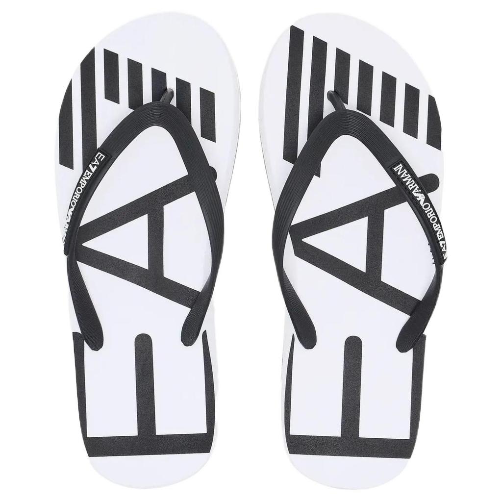 Emporio Armani EA7 Round Toe Flat Color Block Beach Sandals Flip Flops 2.4cm Unisex Sandals White 7X000659AF22188MZ021
