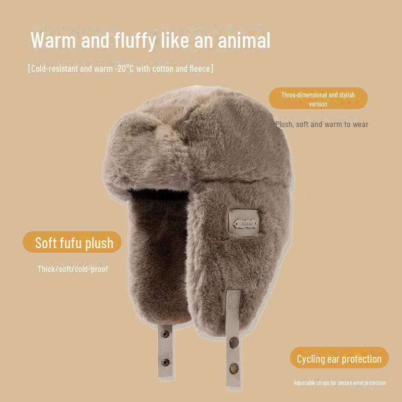 Women's Korean Velvet-Lined Windproof Winter Ear and Neck Protection for Riding