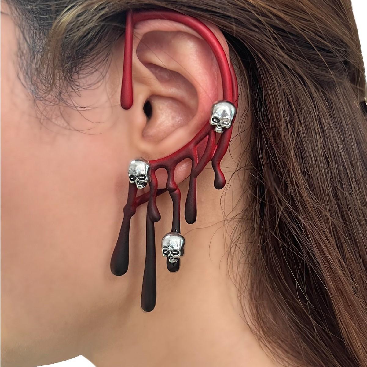

Exaggerated Lava Halloween Earrings - Retro Wine Red Cold Style