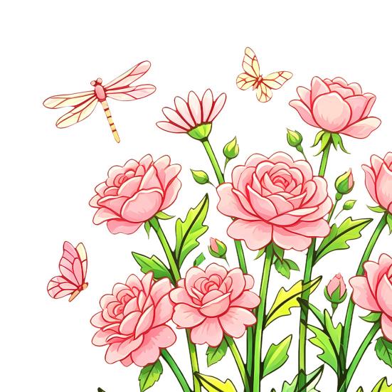 Static Glass Sticker, Soft Roses Decal with Dragonflies And Butterflies, No Glue Waterproof Sunproof Window Film for Bedroom Living Room Balcony