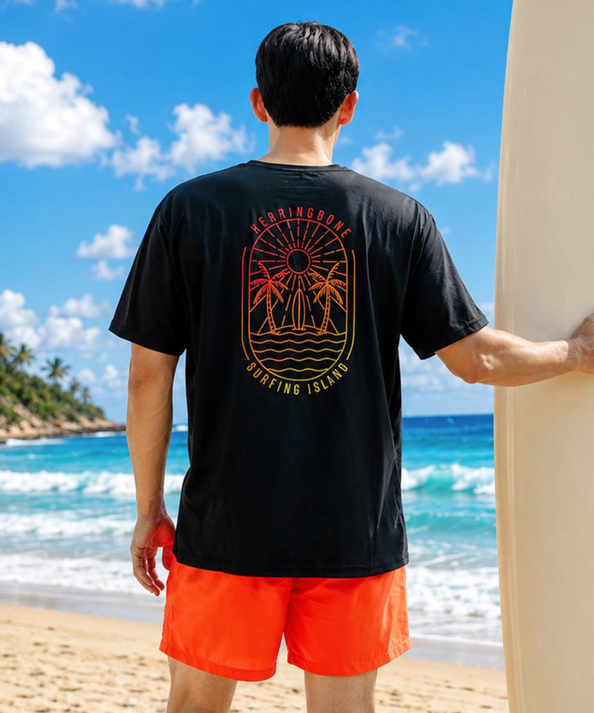 Helingbon Men'S Loose Fit Short Sleeve Cooling Sun Beach Rash Guard (2 Colors) / Rh370M