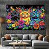 2D Colorful Kittens & Flowers Backdrop Cloth, Bright Art Photo Background