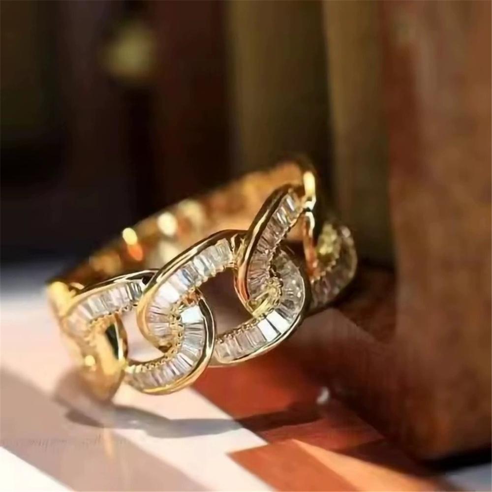

Luxury Female Yellow Gold Color White Zircon Stone Wedding Jewelry Promise Love Engagement Rings For Women 6