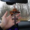 Lightweight Car Rearview Mirror Hanging With Pendant Car Hanging Ornament Cowboy Hat Charm  Gift