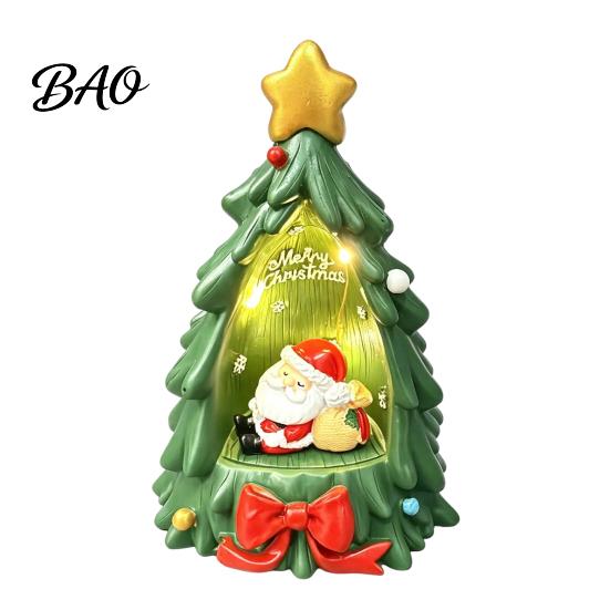 Santa Claus Table Decor Christmas Tree Ornament Lamp, And Golden Star Decor, Unique Presents Durable Resin Decorative Figure for Living Room