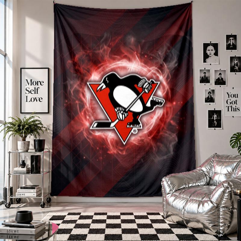 Pittsburgh Penguins Wall Tapestry Home Decor Wall Hanging Cloth for Bedroom Living Room Background
