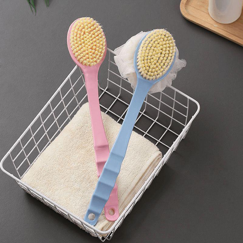 Double-Sided Bath Brush & Scrubber with Long Handle