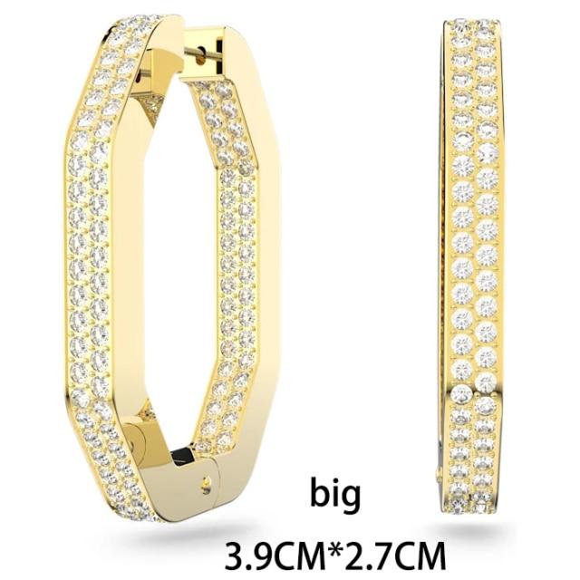 Voguish Fashionable Trend Women 'S Jewelry Colorful Crystal Stone Necklaces Shiny Rings Big EarringsFashion Necklaces