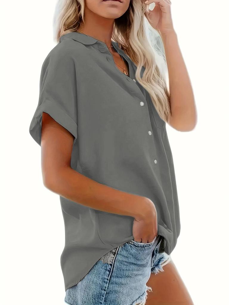 Women's 2025 Summer Exclusive Short-Sleeve Lapel Button-Down Shirt