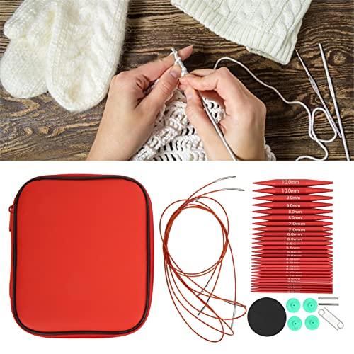 Crochet Hooks, Knitting Hooks, Circular Knitting Hooks, Interchangeable, with Storage Handbag, Rust-Resistant, Craft Supplies, Textile, Handmade Tools