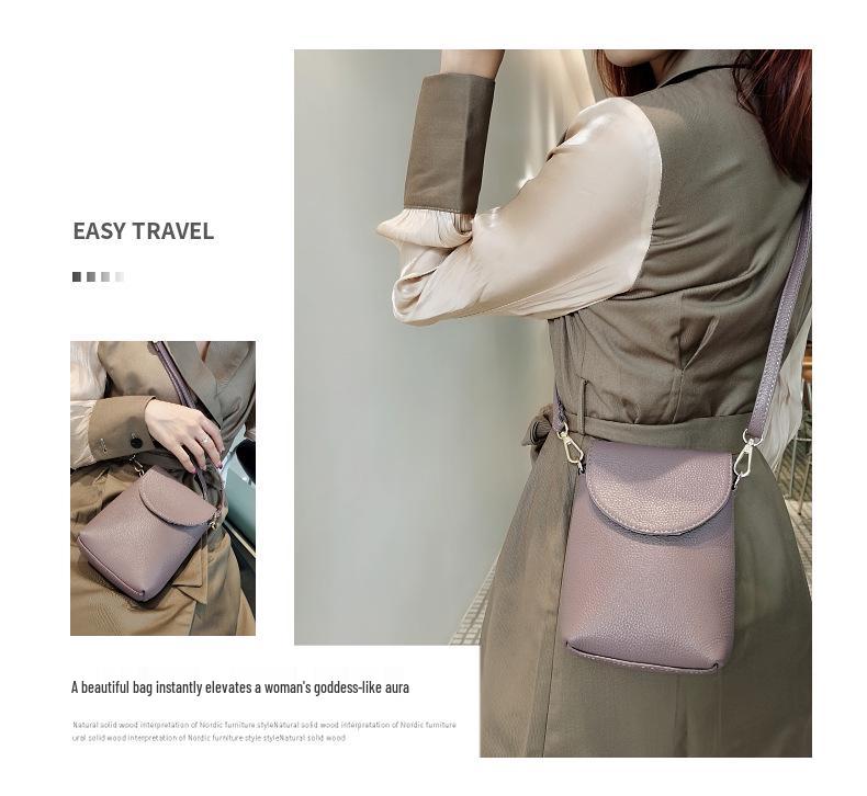 2025 Women's Genuine Leather Crossbody Bag: Mini Cowhide Phone & Coin Purse, Light Luxury Versatile Accessory
