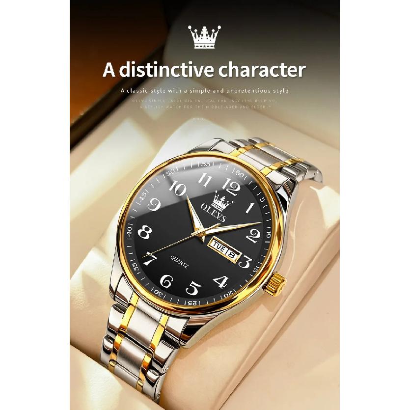 OLEVS 5567 Original Men's Watches Simple Classic Large Digital Dial Dual Calendar Waterproof Luminous Quartz Watch for Men Hot