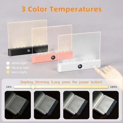 2 In 1 Night Lights LED Flat Panel Book Light Eye Protection Night Vision Reading Lamp for Students Indoor Use USB Charging